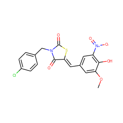 COc1cc(/C=C2\SC(=O)N(Cc3ccc(Cl)cc3)C2=O)cc([N+](=O)[O-])c1O ZINC000036047218