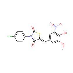 COc1cc(/C=C2\SC(=O)N(c3ccc(Cl)cc3)C2=O)cc([N+](=O)[O-])c1O ZINC000013522305