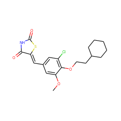 COc1cc(/C=C2\SC(=O)NC2=O)cc(Cl)c1OCCC1CCCCC1 ZINC000115793266