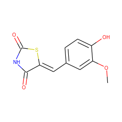 COc1cc(/C=C2\SC(=O)NC2=O)ccc1O ZINC000001865445