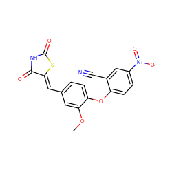 COc1cc(/C=C2\SC(=O)NC2=O)ccc1Oc1ccc([N+](=O)[O-])cc1C#N ZINC000066075261