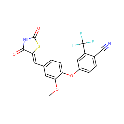 COc1cc(/C=C2\SC(=O)NC2=O)ccc1Oc1ccc(C#N)c(C(F)(F)F)c1 ZINC000038216204