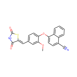 COc1cc(/C=C2\SC(=O)NC2=O)ccc1Oc1ccc(C#N)c2ccccc12 ZINC000066156794