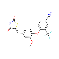 COc1cc(/C=C2\SC(=O)NC2=O)ccc1Oc1ccc(C#N)cc1C(F)(F)F ZINC000066066336