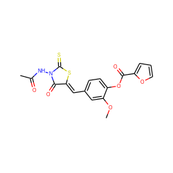 COc1cc(/C=C2\SC(=S)N(NC(C)=O)C2=O)ccc1OC(=O)c1ccco1 ZINC000003454214
