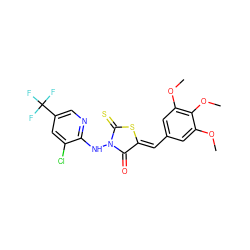 COc1cc(/C=C2\SC(=S)N(Nc3ncc(C(F)(F)F)cc3Cl)C2=O)cc(OC)c1OC ZINC000012558493