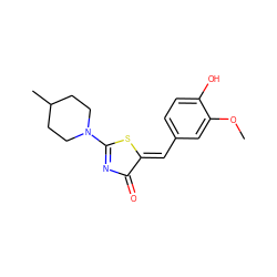 COc1cc(/C=C2\SC(N3CCC(C)CC3)=NC2=O)ccc1O ZINC000000441232