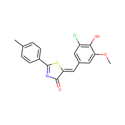 COc1cc(/C=C2\SC(c3ccc(C)cc3)=NC2=O)cc(Cl)c1O ZINC000000997458