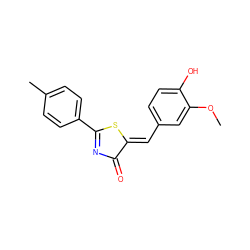 COc1cc(/C=C2\SC(c3ccc(C)cc3)=NC2=O)ccc1O ZINC000000257231