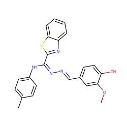 COc1cc(/C=N/N=C(/Nc2ccc(C)cc2)c2nc3ccccc3s2)ccc1O ZINC000004844920