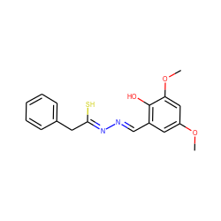 COc1cc(/C=N/N=C(\S)Cc2ccccc2)c(O)c(OC)c1 ZINC000013589614