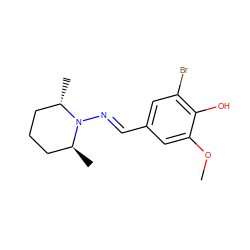 COc1cc(/C=N/N2[C@@H](C)CCC[C@@H]2C)cc(Br)c1O ZINC000005850839
