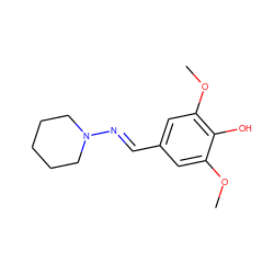 COc1cc(/C=N/N2CCCCC2)cc(OC)c1O ZINC000003255039