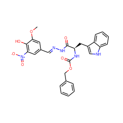 COc1cc(/C=N/NC(=O)[C@@H](Cc2c[nH]c3ccccc23)NC(=O)OCc2ccccc2)cc([N+](=O)[O-])c1O ZINC000038153578