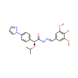 COc1cc(/C=N/NC(=O)[C@@H](OC(C)C)c2ccc(-n3cccn3)cc2)cc(OC)c1Br ZINC000068198226