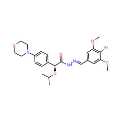 COc1cc(/C=N/NC(=O)[C@@H](OC(C)C)c2ccc(N3CCOCC3)cc2)cc(OC)c1Br ZINC000068198222