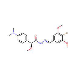 COc1cc(/C=N/NC(=O)[C@@H](OC)c2ccc(N(C)C)cc2)cc(OC)c1Br ZINC000068198195