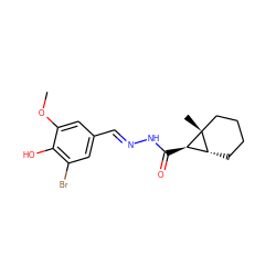 COc1cc(/C=N/NC(=O)[C@@H]2[C@H]3CCCC[C@]32C)cc(Br)c1O ZINC000000677416