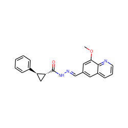 COc1cc(/C=N/NC(=O)[C@@H]2C[C@H]2c2ccccc2)cc2cccnc12 ZINC000115595919