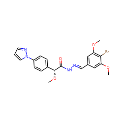 COc1cc(/C=N/NC(=O)[C@H](OC)c2ccc(-n3cccn3)cc2)cc(OC)c1Br ZINC000068198199