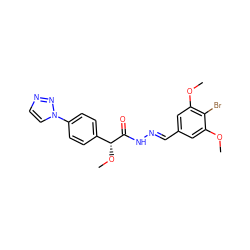 COc1cc(/C=N/NC(=O)[C@H](OC)c2ccc(-n3ccnn3)cc2)cc(OC)c1Br ZINC000084688339