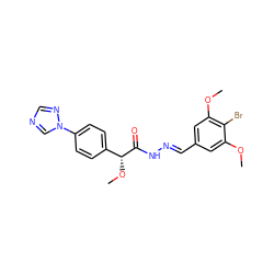 COc1cc(/C=N/NC(=O)[C@H](OC)c2ccc(-n3cncn3)cc2)cc(OC)c1Br ZINC000084687703