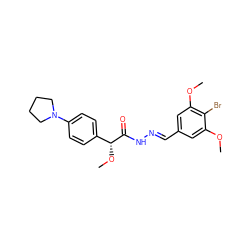 COc1cc(/C=N/NC(=O)[C@H](OC)c2ccc(N3CCCC3)cc2)cc(OC)c1Br ZINC000068198207