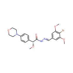 COc1cc(/C=N/NC(=O)[C@H](OC)c2ccc(N3CCOCC3)cc2)cc(OC)c1Br ZINC000068198203