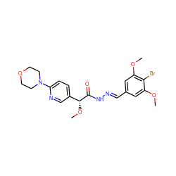 COc1cc(/C=N/NC(=O)[C@H](OC)c2ccc(N3CCOCC3)nc2)cc(OC)c1Br ZINC000084725263