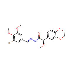 COc1cc(/C=N/NC(=O)[C@H](OC)c2ccc3c(c2)OCCO3)cc(Br)c1OC ZINC000084671873