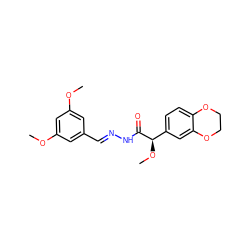 COc1cc(/C=N/NC(=O)[C@H](OC)c2ccc3c(c2)OCCO3)cc(OC)c1 ZINC000084704162