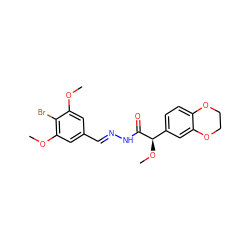 COc1cc(/C=N/NC(=O)[C@H](OC)c2ccc3c(c2)OCCO3)cc(OC)c1Br ZINC000084723811