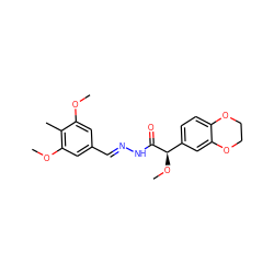 COc1cc(/C=N/NC(=O)[C@H](OC)c2ccc3c(c2)OCCO3)cc(OC)c1C ZINC000084723805