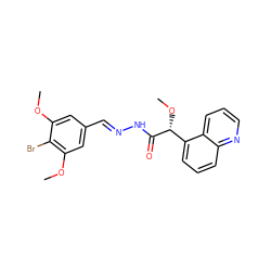 COc1cc(/C=N/NC(=O)[C@H](OC)c2cccc3ncccc23)cc(OC)c1Br ZINC000084726722