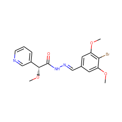 COc1cc(/C=N/NC(=O)[C@H](OC)c2cccnc2)cc(OC)c1Br ZINC000084726638