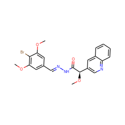 COc1cc(/C=N/NC(=O)[C@H](OC)c2cnc3ccccc3c2)cc(OC)c1Br ZINC000084725280