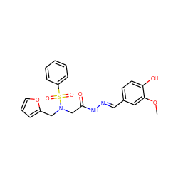 COc1cc(/C=N/NC(=O)CN(Cc2ccco2)S(=O)(=O)c2ccccc2)ccc1O ZINC000002075825