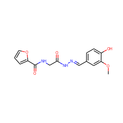 COc1cc(/C=N/NC(=O)CNC(=O)c2ccco2)ccc1O ZINC000003080092