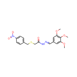 COc1cc(/C=N/NC(=O)CSCc2ccc([N+](=O)[O-])cc2)cc(OC)c1OC ZINC000001233525