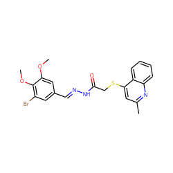 COc1cc(/C=N/NC(=O)CSc2cc(C)nc3ccccc23)cc(Br)c1OC ZINC000072110166