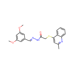 COc1cc(/C=N/NC(=O)CSc2cc(C)nc3ccccc23)cc(OC)c1 ZINC000072110886