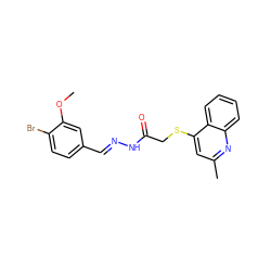 COc1cc(/C=N/NC(=O)CSc2cc(C)nc3ccccc23)ccc1Br ZINC000072110852