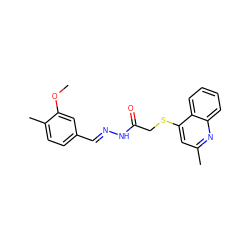 COc1cc(/C=N/NC(=O)CSc2cc(C)nc3ccccc23)ccc1C ZINC000072110306