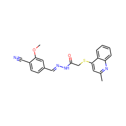 COc1cc(/C=N/NC(=O)CSc2cc(C)nc3ccccc23)ccc1C#N ZINC000068152819