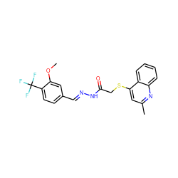 COc1cc(/C=N/NC(=O)CSc2cc(C)nc3ccccc23)ccc1C(F)(F)F ZINC000072110245