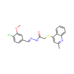 COc1cc(/C=N/NC(=O)CSc2cc(C)nc3ccccc23)ccc1Cl ZINC000072110798