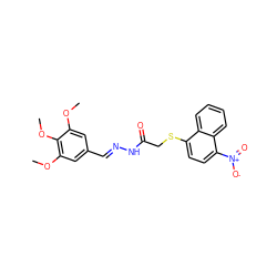 COc1cc(/C=N/NC(=O)CSc2ccc([N+](=O)[O-])c3ccccc23)cc(OC)c1OC ZINC000072109180