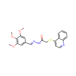 COc1cc(/C=N/NC(=O)CSc2ccnc3ccccc23)cc(OC)c1OC ZINC000072109181