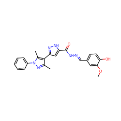 COc1cc(/C=N/NC(=O)c2cc(-c3c(C)nn(-c4ccccc4)c3C)n[nH]2)ccc1O ZINC000013544043