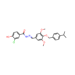 COc1cc(/C=N/NC(=O)c2ccc(O)c(Cl)c2)cc(OC)c1OCc1ccc(C(C)C)cc1 ZINC000013439030